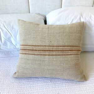 Custom Pillow cover in Grainsack stripe Rust